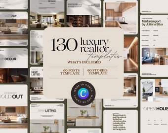 130 Real Estate Instagram Post + Story Templates for Canva | Luxury Realtor Templates | Instagram Canva Template
