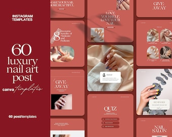 Nail Salon Instagram / Manicura Pedicura Belleza / Plantillas de publicaciones para el cuidado de uñas / Plantilla Canva
