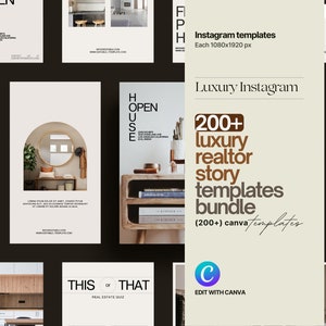 200+ Real Estate Instagram Story Templates for Canva | Luxury Realtor Templates | Instagram Canva Template | Social Media Templates