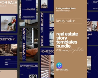 Luxury Real Estate Instagram Story Templates for Canva (70 Templates)
