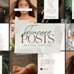 60 Skincare Instagram Posts Templates | Social Media Template for Skincare | Esthetician Instagram Posts | Canva Editable