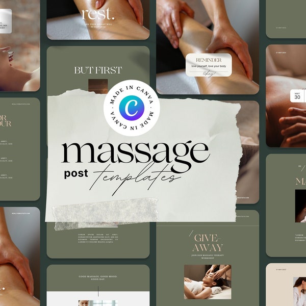 Instagram Template for Massage Therapist | Massage Salon Instagram Template | Spa Canva Template
