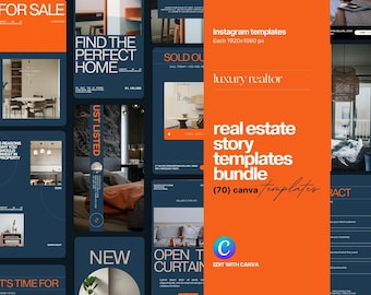 Luxury Real Estate Instagram Story Templates: 70 Canva Realtor Templates (Digital Download)