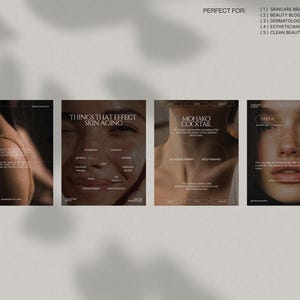 This Skincare InstaPost Pack features minimalist aesthetic templates in an Urban Sunset color palette, designed for skincare brands and beauty influencers to effortlessly create cohesive Instagram posts that showcase products, tutorials, and client testimonials; with fully editable Canva templates and simple drag-and-drop editing, no design skills are required for stunning skincare marketing content.