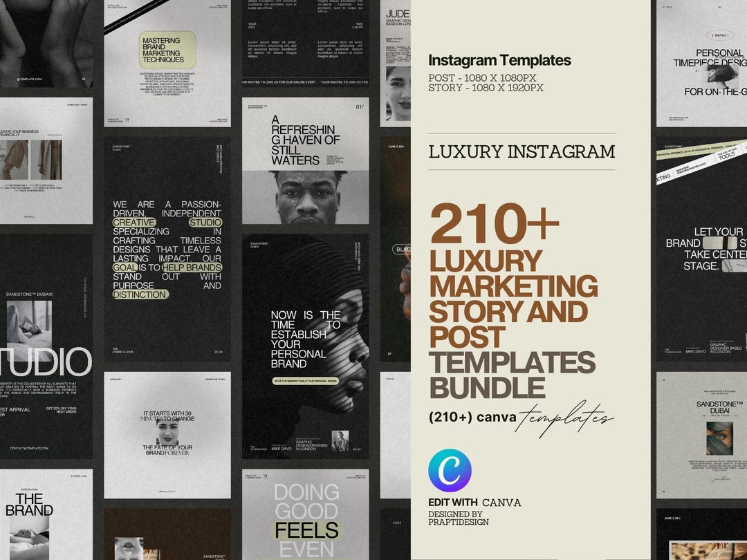 200 Canva Instagram Post & Story Templates: Minimalist Social Media ...