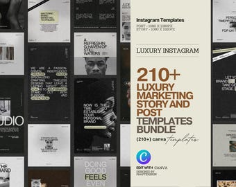 200 Canva Instagram Post & Story Templates: Minimalist Social Media Branding Kit (PDF Download)