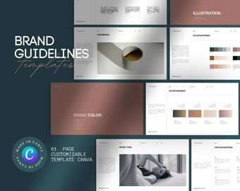 Brand Guidelines Template: 61 Page Canva Brand Book (Digital)