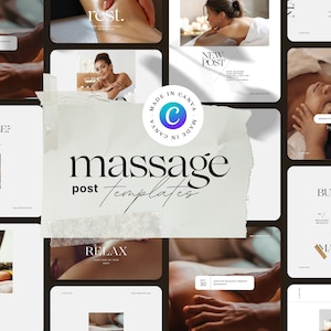 Massage Therapist Instagram Post Templates |Esthetician Social Media| Minimalism Instagram Canva Template| Spa post Beauty business bundle