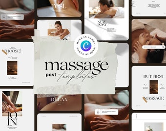 Massage Therapist Instagram Post Templates: Canva Beauty Bundle (Digital Download)