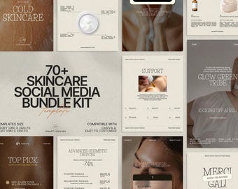 Skincare Instagram Stories and Post Kit | 70 Minimalist Canva Templates for Beauty Brands, Influencers, Salons and Marketing Content