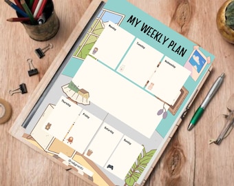 Weekly Planner Printable – Editable CANVA Planner Template – Pastel Rainbow – Personalized Planner – One Week To Do List – Digital Download