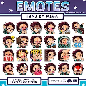 Demon Anime Swordsman Chibi Emote Mega Bundle - Set of 24 Twitch/Discord/YouTube