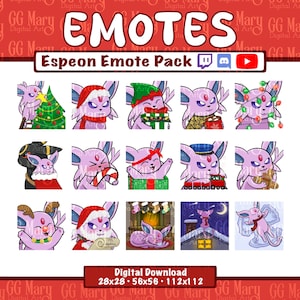 Espeon Christmas Emote Bundle - Set of 15 Twitch/Discord/YouTube