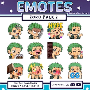 Anime Pirate Swordsman Chibi Emote Bundle #2 - Set of 12 Twitch/Discord/YouTube