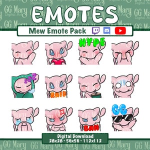 Mew Emote Bundle - Set of 12 Twitch/Discord/YouTube