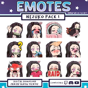 Demon Anime Girl Chibi Emote Bundle #1 - Set of 12 Twitch/Discord/YouTube