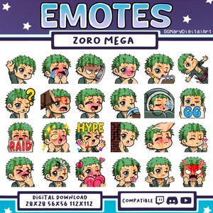 Anime Pirate Swordsman Chibi Emote Mega Bundle - Set of 24 Twitch/Discord/YouTube