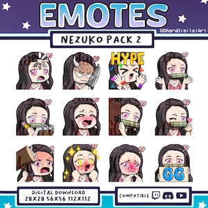 Demon Anime Girl Chibi Emote Bundle #2 - Set of 12 Twitch/Discord/YouTube