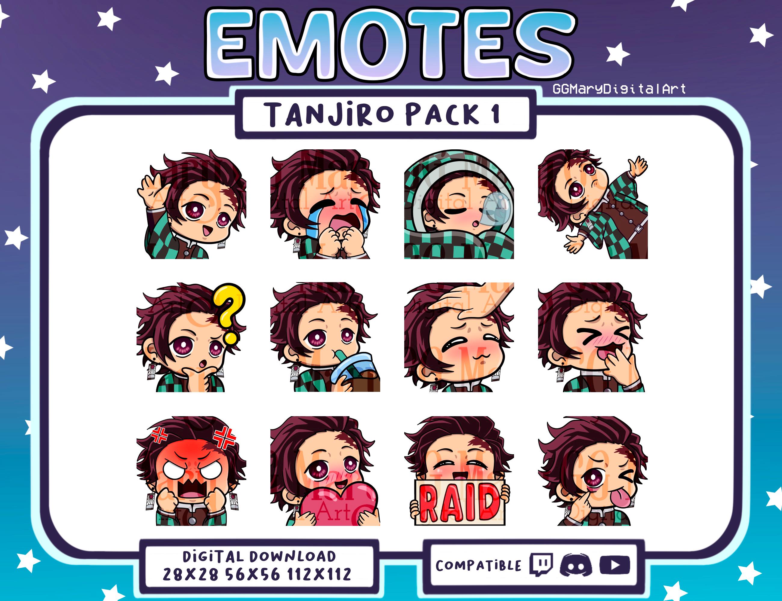 Demon Emote Set Demon Anime Swordsman Chibi Emote Bundle #1 - Set of 12 Twitch/discord ...