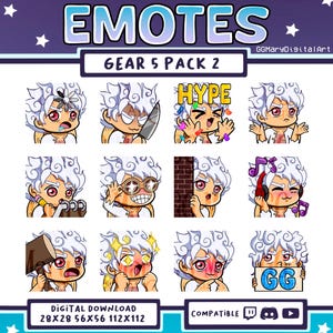 Anime Pirate Straw Hat G5 Chibi Emote Bundle #2 - Set of 12 Twitch/Discord/YouTube