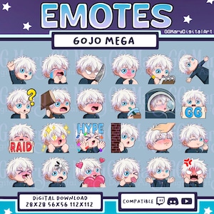 Anime Curse Sorcerer Chibi Emote Mega Bundle - Set of 24 Twitch/Discord/YouTube