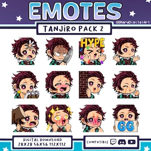 Demon Anime Swordsman Chibi Emote Bundle #2 - Set of 12 Twitch/Discord/YouTube
