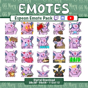 Espeon Emote Bundle - Set of 20 Twitch/Discord/YouTube
