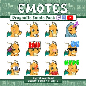 Dragonite Emote Bundle - Set of 12 Twitch/Discord/YouTube
