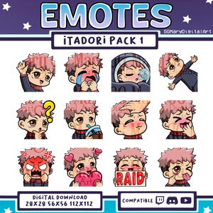 Anime Sorcerer Chibi Emote Bundle #1 - Set of 12 Twitch/Discord/YouTube