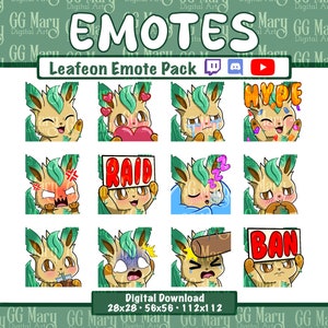 Leafeon Bundle - Set of 12 Twitch/Discord/YouTube