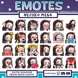 Demon Anime Girl Chibi Emote Mega Bundle - Set of 24 Twitch/Discord/YouTube