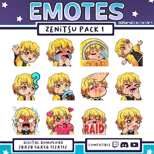 Demon Anime Thunder Swordsman Chibi Emote Bundle #1 - Set of 12 Twitch/Discord/YouTube