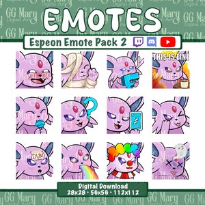 Espeon Emote Bundle - Set of 12 Twitch/Discord/YouTube