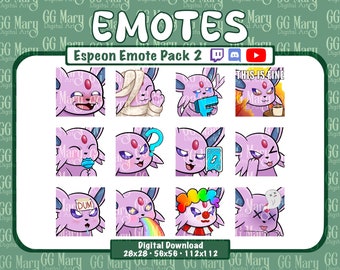 Espeon Emote Bundle - Set of 12 Twitch/Discord/YouTube