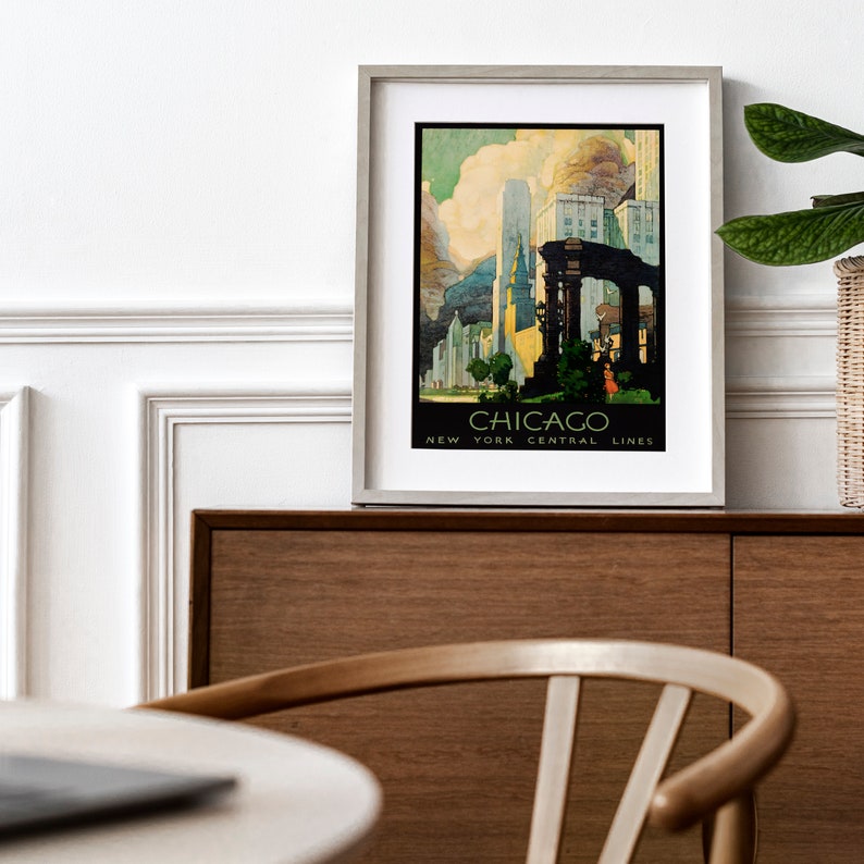 Chicago Poster Vintage Travel Poster Digital Download Art Etsy