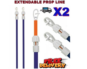 2 X Extendable Prop Line Heavy Duty Clothes Washing Pole Outdoor Support Over 2M