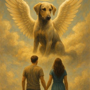 Custom Angel Dog Watching Over , Personalized Pet Loss Gift ,Dog Memorial Art from Photo ,Guardian Angel Dog Print ,Tribute to Dog in Heaven
