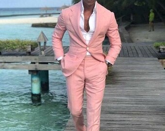 Men's Pink Two Piece Wedding Suit Tuxedo Suit Slim Fit