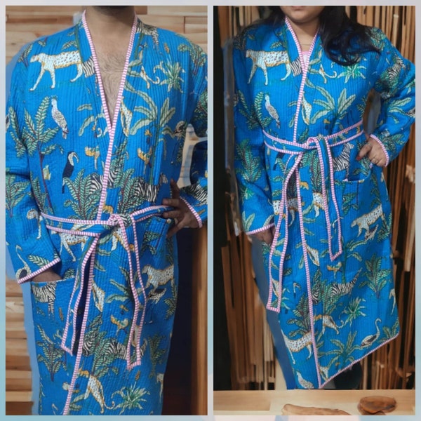 Kimono Robe Tiger Print, Men & Women, Safari Jungle Style, Damen Herren, Bademantel, Geschenk