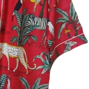 Accappatoi indiani Tigre Foresta Cotone Kimono Vestaglie Abito kimono con borsa tote reversibile in cotone trapuntato, grande borsa per la spesa ecologica immagine 4