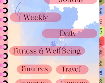 Kompleksowy cyfrowy planer 2024-2025|Organizery roczne, miesięczne, tygodniowe i codzienne|Trenery fitness, podróży i finansów | Natychmiastowe pobieranie pliku PDF