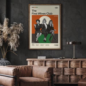 Mid Century Modern First Wives Club Movie Poster, Retro Movie Print, Modern Vintage Movie Posters