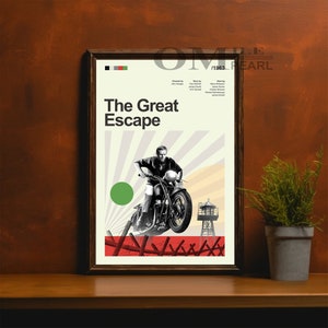 Mid Century Modern The Great Escape Movie Poster, Retro Movie Print, Modern Vintage Movie Posters