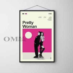 Mid Century Modern Pretty Woman Movie Poster, Retro Movie Print, Modern Vintage Movie Posters