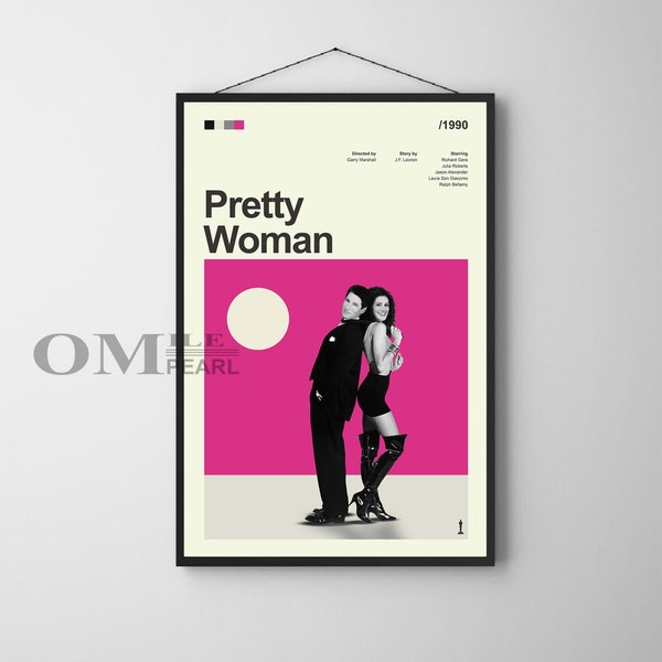 Mid Century Modern Pretty Woman Film Poster, Retro Film Print, Moderne Vintage Filmplakate