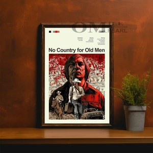 Mid Century Modern No Country for Old Men Movie Poster, Retro Movie Print, Modern Vintage Movie Posters