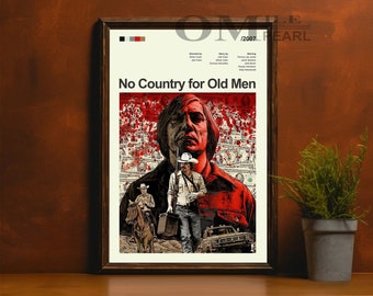 Mid Century Modern No Country for Old Men Movie Poster, Retro Movie Print, Modern Vintage Movie Posters