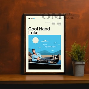 Mid Century Modern Cool Hand Luke Poster, Retro Movie Print, Modern Vintage Movie Posters