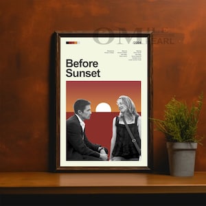 Mid Century Modern Before Sunset Movie Poster, Retro Movie Print, Modern Vintage Movie Posters