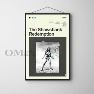 Mid Century Modern The Shawshank Redemption Movie Poster, Retro Movie Print, Modern Vintage Movie Posters